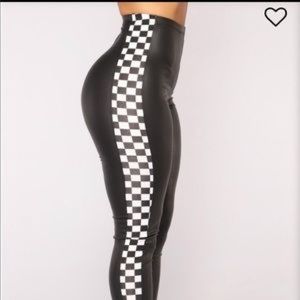 Fashion nova faux leather checkered leggings